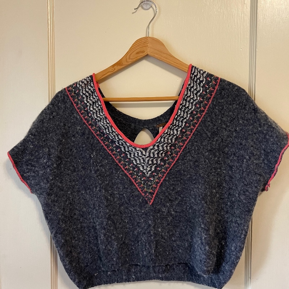 Free People short sleeve felted crop top sweater